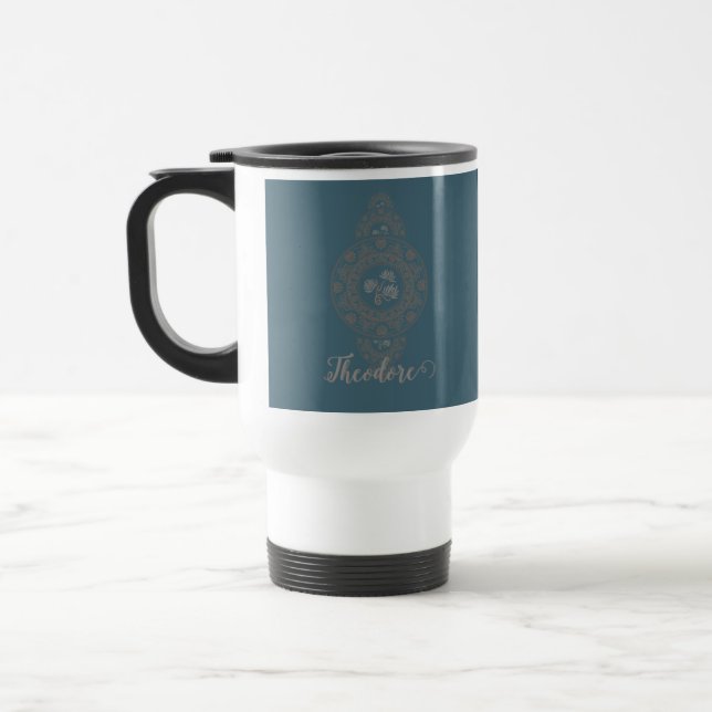 Mug De Voyage Gold Rococo Lotus Ornamental Mandala (Gauche)