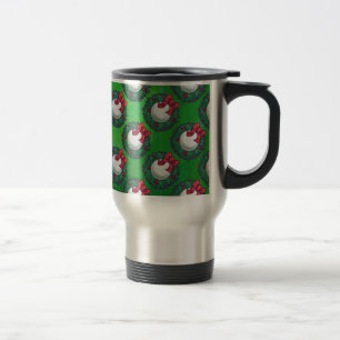 Mug De Voyage Golf Ball Christmas Wreath Motif sur Green