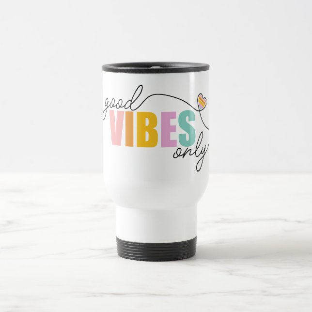 Mug De Voyage Good Vibes seulement Rainbow Heart (Centre)