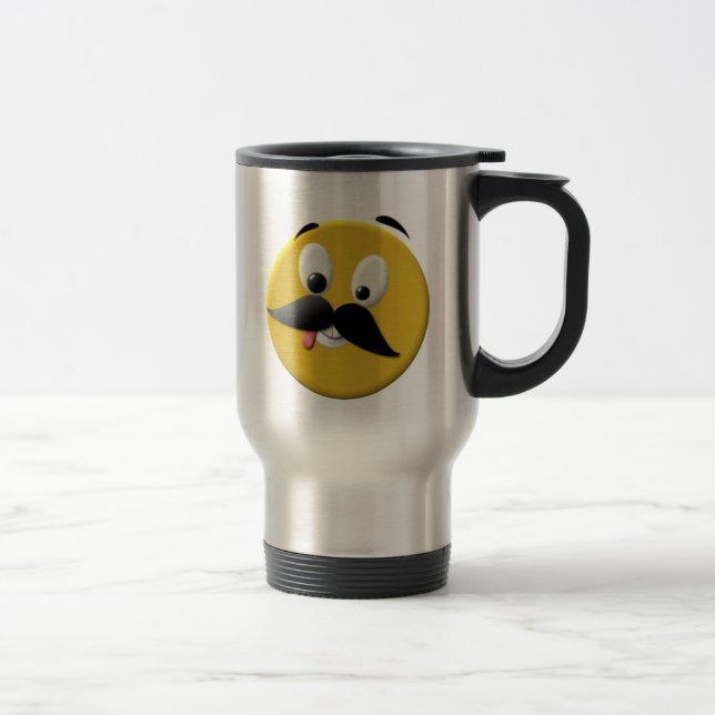 Mug De Voyage Goofy Happy Face avec Moustache (Droit)