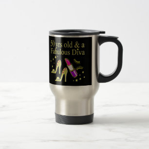 MUG DE VOYAGE GORGEOUS GOLD 50E ANNIVERSAIRE DIVA DESIGN
