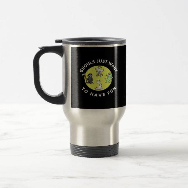 Mug De Voyage Gouls Juste Pour S'Amuser Drôle Halloween Phrase G (Gauche)
