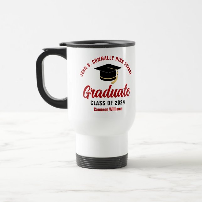 Mug De Voyage Graduation personnalisée de Red Script (Gauche)