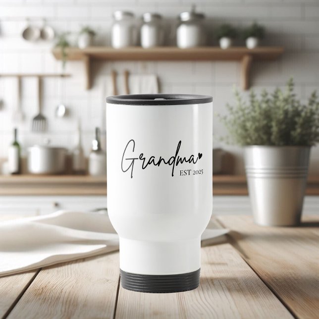 Mug De Voyage Grand-mère minimaliste EST | Nouveau cadeau de gra (Créateur téléchargé)