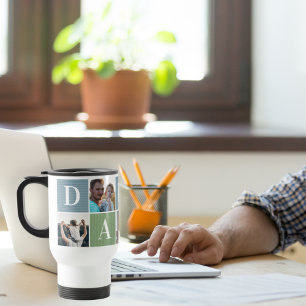 Mug De Voyage Grand papa   Collage photo couleur bloc