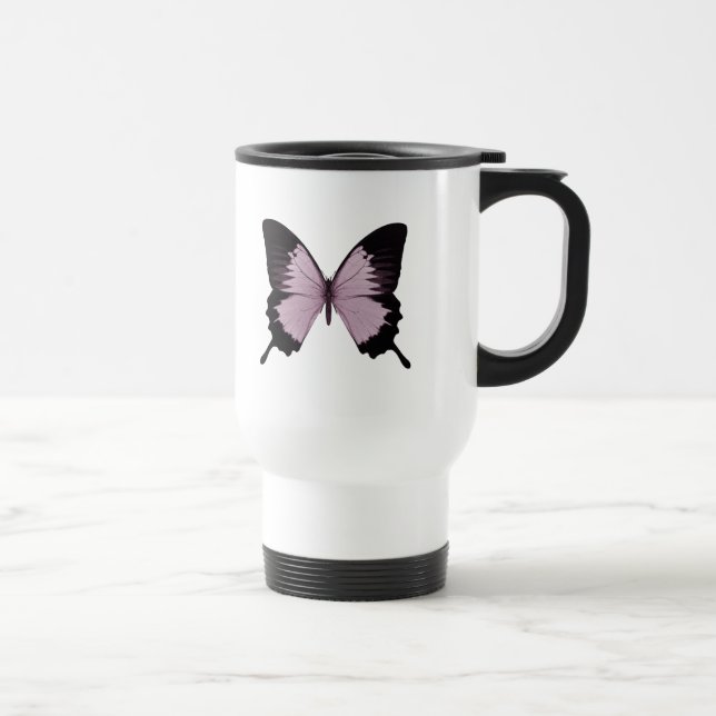 Mug De Voyage Grand papillon rose et noir - Personnalisez (Droite)