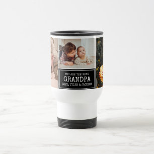 Mug De Voyage Grand-parents Day Grand-père Noir 3 Photo Collage