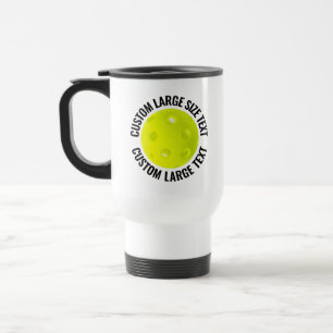 Mug De Voyage Grand Texte Personnalisé Blanc Pickleball Personna