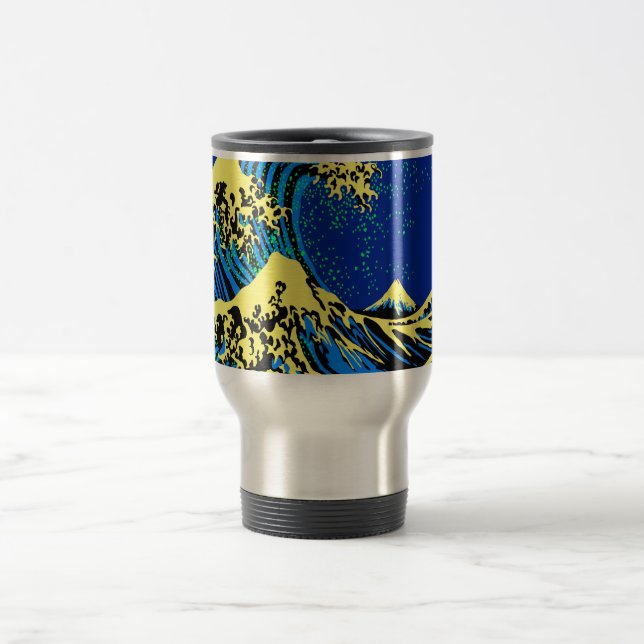 Mug De Voyage Grande vague Hokusai dans l'accent de style pop ar (Centre)