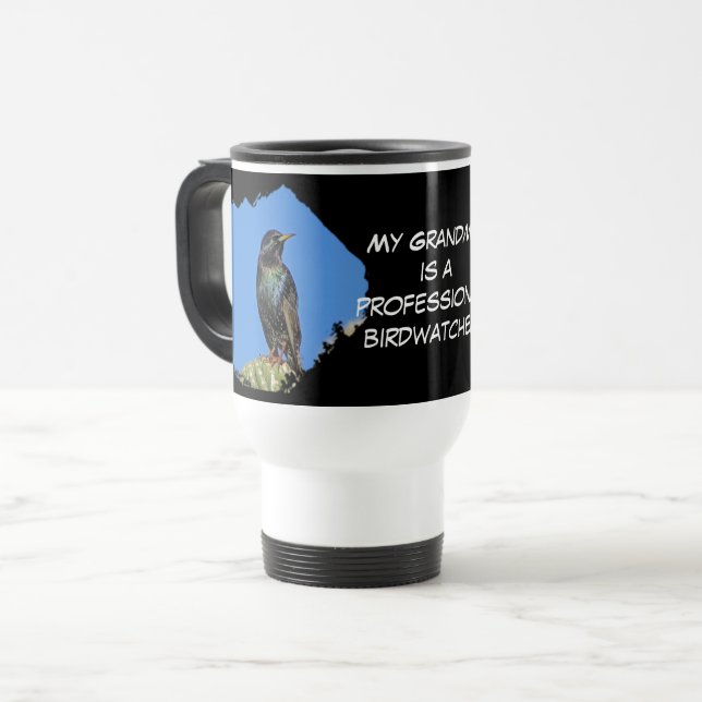 Mug De Voyage Grandma Black Starling Professional Birdwatcher (Devant gauche)