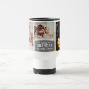 Mug De Voyage Grandpa Photo Collage Gris et Blanc dire