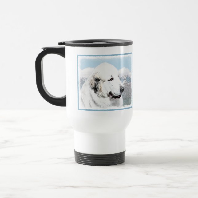 Mug De Voyage Grands Pyrénées peignant - art original de chien (Gauche)