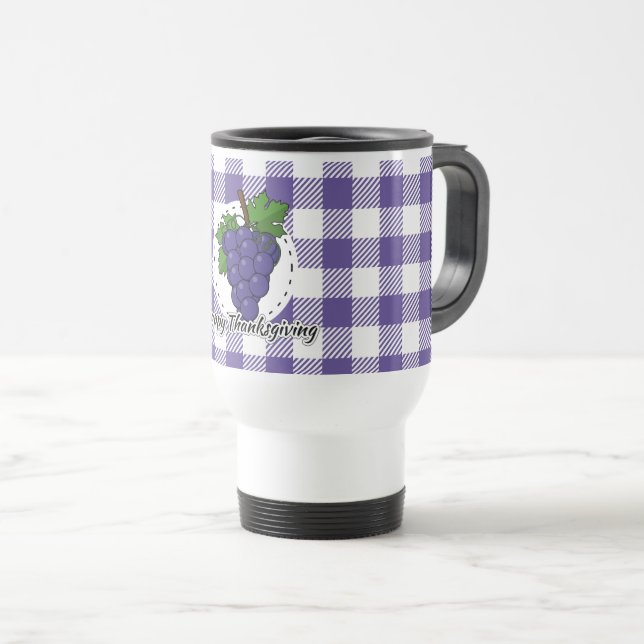 Mug De Voyage Grape on Violet Plaid (Devant droit)