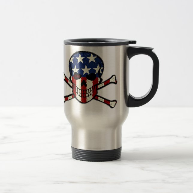 Mug De Voyage Graphique americana de drapeau de crâne de (Droit)