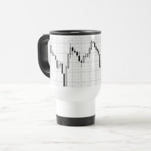 Mug De Voyage Graphique financier du marché boursier noir et bla
