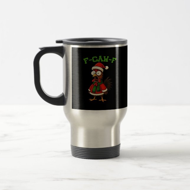 Mug De Voyage Graphique Rétro Classique de Poulet F-Caw-F (Gauche)