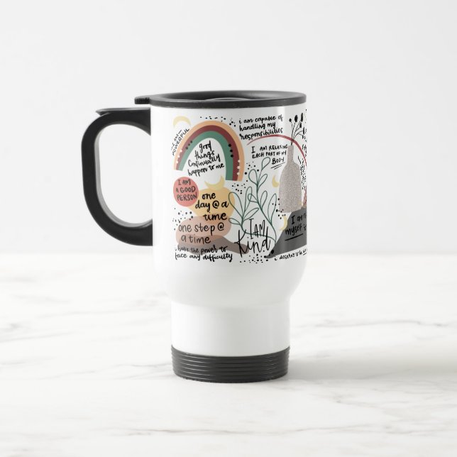 Mug De Voyage Graphiques d'affirmations d'amour de soi positives (Gauche)