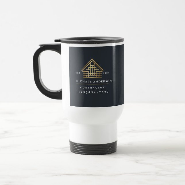 Mug De Voyage Gray Minimalist Home Building Construction (Gauche)
