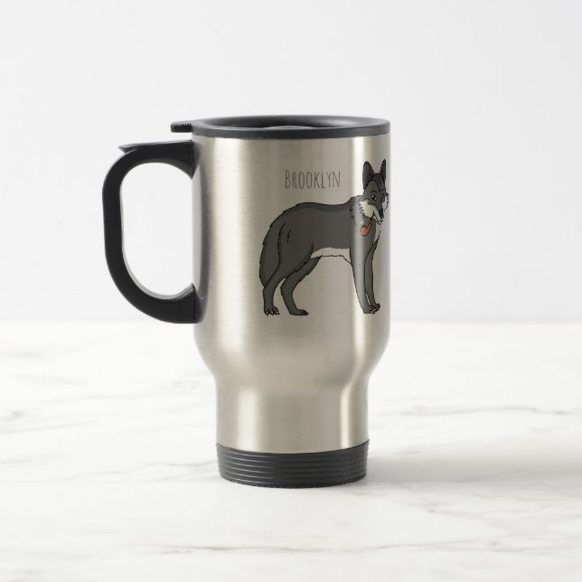 Mug De Voyage Gray wolf with pipe cartoon (Gauche)