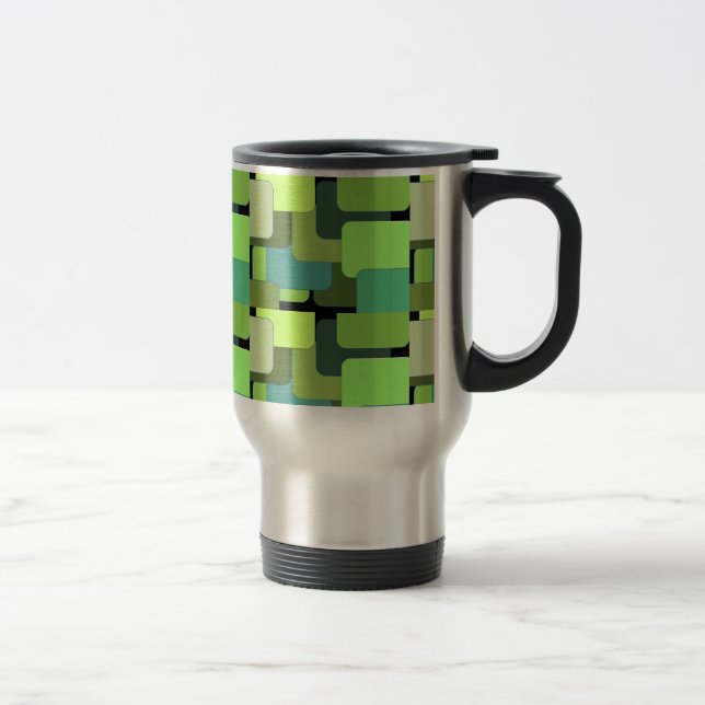Mug De Voyage Green Emerald Lime Jade Moderne Abstrait (Droit)