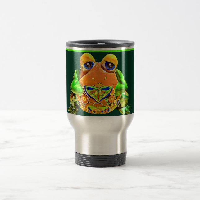 Mug De Voyage Grenouille funky Orange Green Gratuit Nouveautés (Centre)