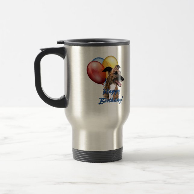 Mug De Voyage Greyhound Joyeux Ballons d'Anniversaire. (Gauche)