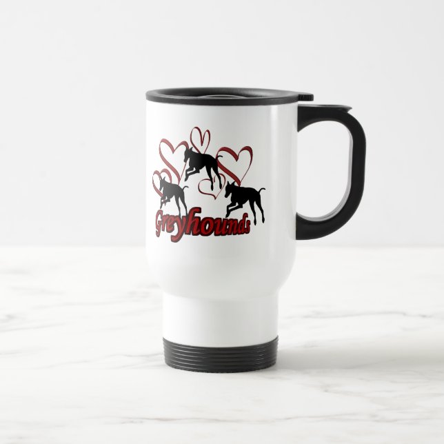 Mug De Voyage Greyhounds Coeurs Amoureux des chiens Photo Travel (Droite)