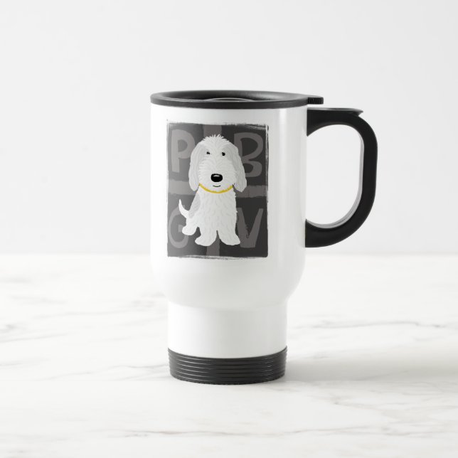 Mug De Voyage Gris & Blanc PBGV (Droite)