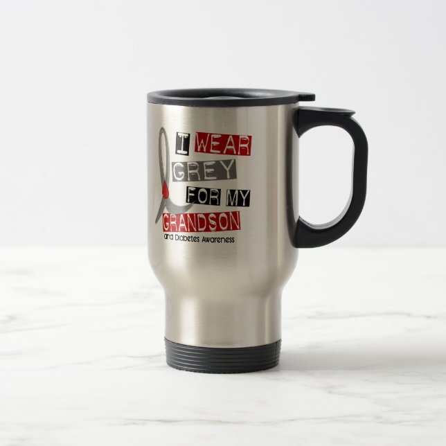 Mug De Voyage Gris d'usage du diabète I pour mon petit-fils 37 (Droit)