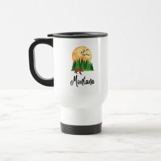 Mug De Voyage Grizzly Bear Pine Trees Montana.