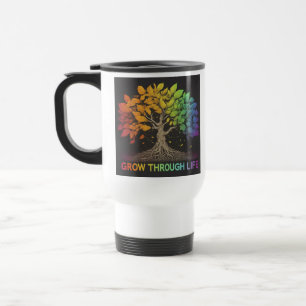 Mug De Voyage "Grow Through Life" Boug de café de voyage.