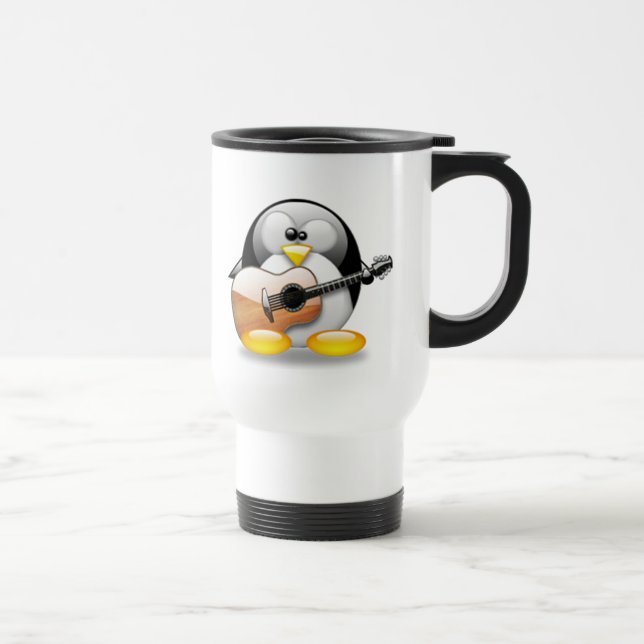 Mug De Voyage Guitare acoustique Tux (Linux Tux) (Droite)
