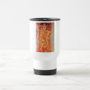Mug De Voyage Gustav Klimt Femme Rouge Peinture de Serpent en Or