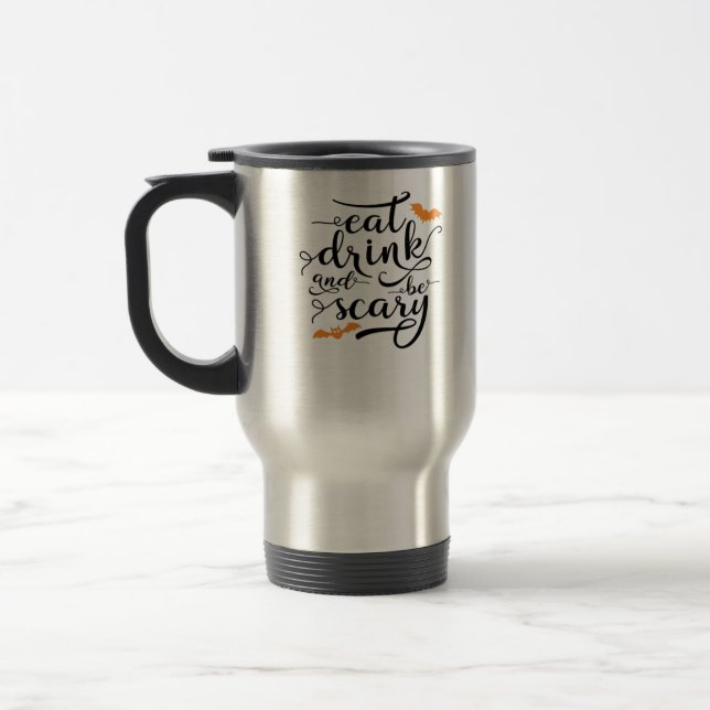Mug De Voyage Halloween Eat Drink And Be Scary Retro Classic (Gauche)
