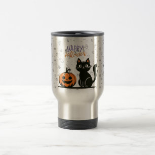 Mug De Voyage Happy Halloween chat et citrouille