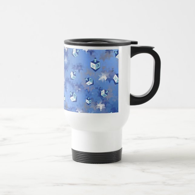 Mug De Voyage Happy Hanoukka Falling Stars and Dreidels (Droite)