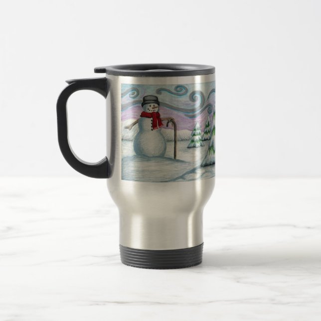 Mug De Voyage Happy Snowman Joyeuses Fêtes Voyage Mug (Gauche)