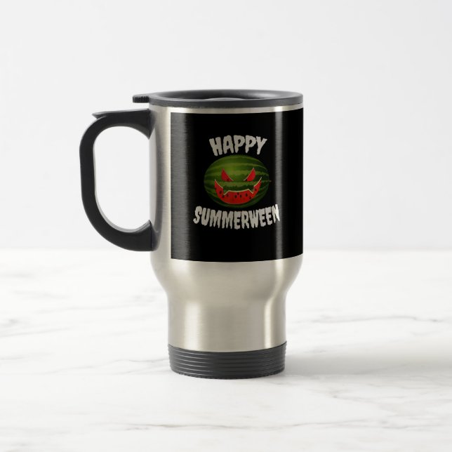 Mug De Voyage Happy Summerween Retro Watermelon Jack-o'-lantern (Gauche)