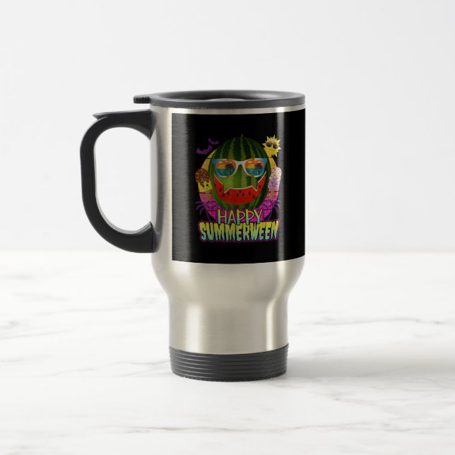 Mug De Voyage Happy Summerween Watermelon Jack-o'-lantern été (Gauche)