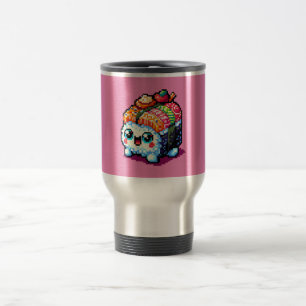 Mug De Voyage Happy Sushi Roll - Cute Pixel Art Japonais Nourrit