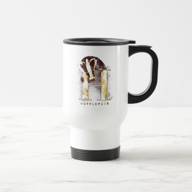 Mug De Voyage Harry Potter | HUFFLEPUFF™ Blaireau Aquarelle (Droite)