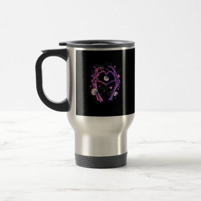 Mug De Voyage Heart Skeleton Mains - Halloween Pastel Goth Eyeba (Gauche)