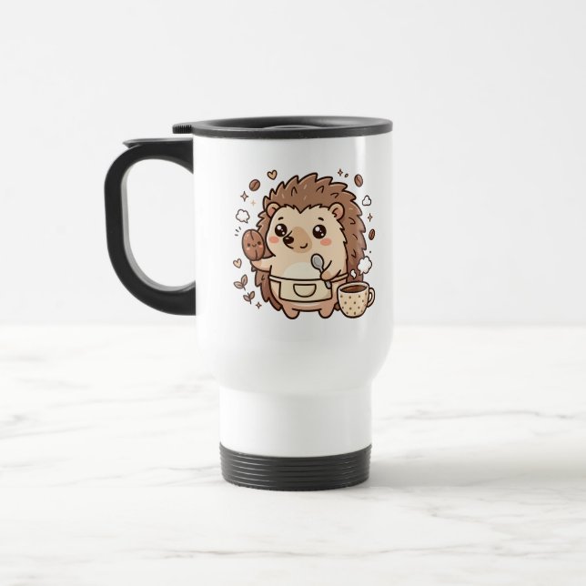 Mug de voyage Hérisson Kawaii Café Mignon (Gauche)