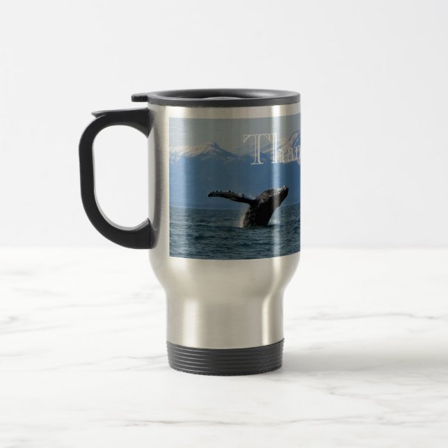 Mug De Voyage Heures de récréation de baleine ; Merci (Gauche)