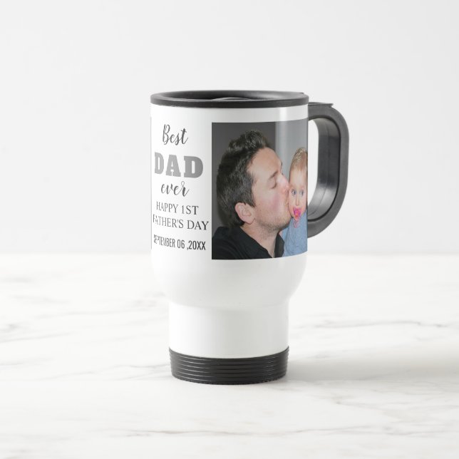 Mug De Voyage Heureuse 1ère Fête des pères 20XX Meilleur papa ph (Devant droit)