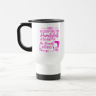 Mug De Voyage Heureux les coiffeurs de message rose
