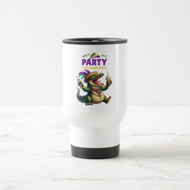 Mug De Voyage Heureux Mardi Gras Alligator (Centre)
