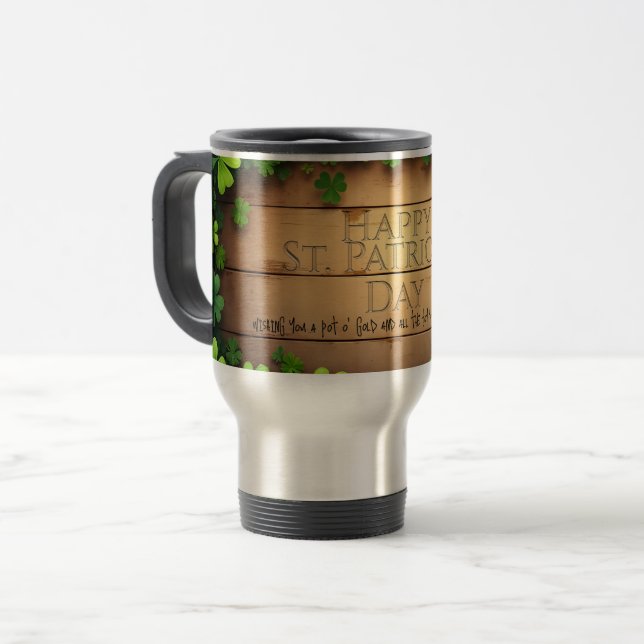 Mug De Voyage Heureux voeux de la Saint-Patrick 🍀 (Devant gauche)