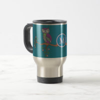 Hibou au monogramme d'illustration de nuit