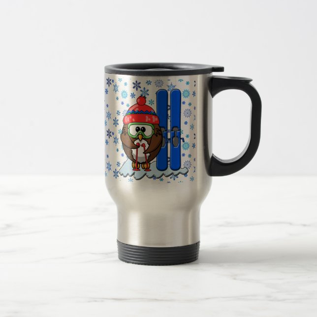 Mug De Voyage hibou de skieur (Droit)